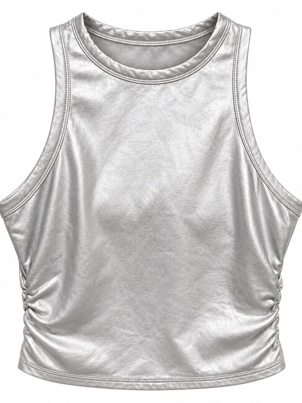 Women's Metallic Silver Sleeveless Tank Top